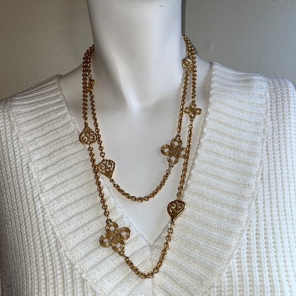 Double Layer Goldtone Necklace - Picture 4 of 5